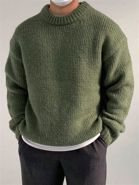 DAZY Men's Drop Shoulder Solid Color Sweater in 2025 | Sweater outfits ...