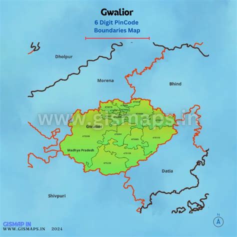 Gwalior PincodeBoundaries Map (Madhya Pradesh)