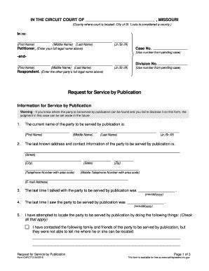 Fillable Online Request for Service by Publication form Fax Email Print ...