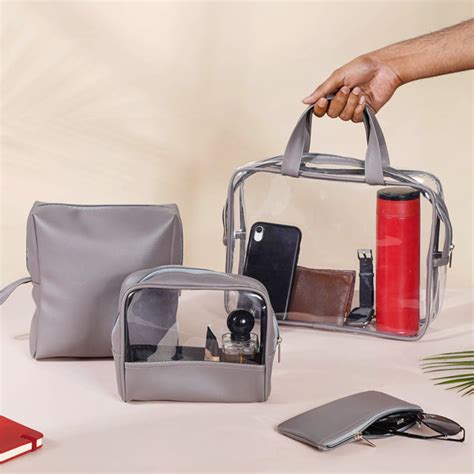 Grey Travel Kit Set of 4 Online - Premium Travel Kit | Nestasia