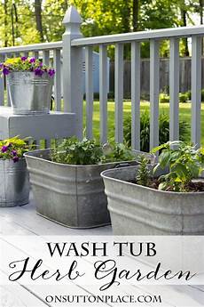 Galvanized Garden Containers by Vintage Galvanized Wash Tub Herb Garden On Sutton Place Galvanized Garden Containers