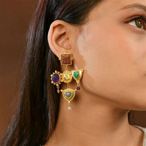 Chakra Resonance Earrings | Gold Plated Statement Earrings – Totapari