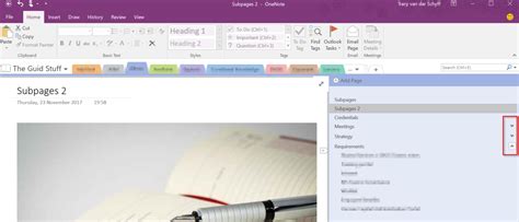 Image result for OneNote Sub Page