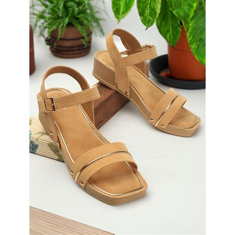 Buy Iconics Womens Suare Toe Camel Color Backstrap Slip On Sandals Online