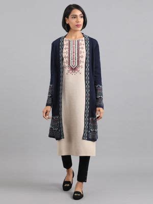 Buy W Navy Blue Knitted Cardigan Online