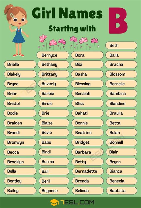 122 Beautiful Girl Names that Start with B | Cool B Girl Names in ...