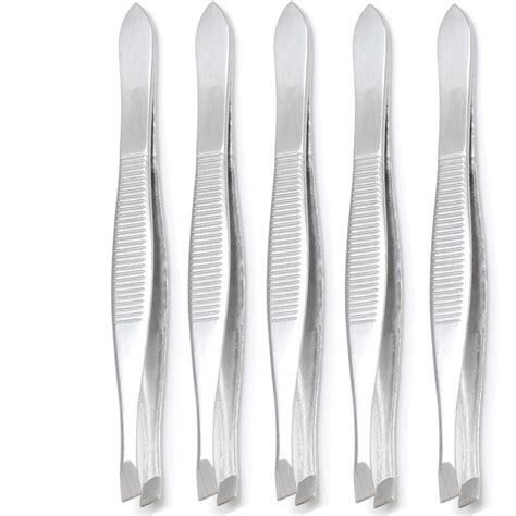 Luxxi (5 Pack) Slant Tweezers - Precision Sturdy Stainless Steel Slant ...