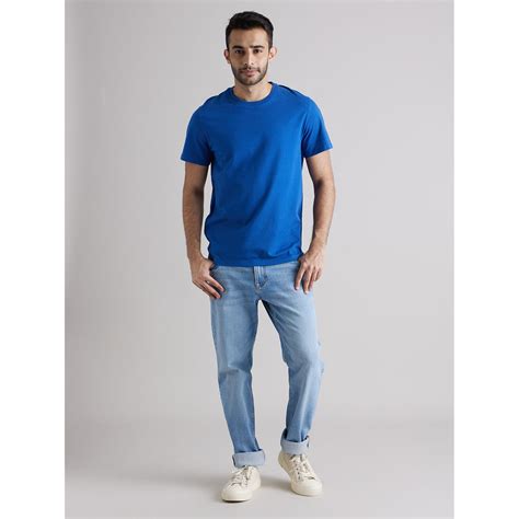 Black Round Neck Cotton T-shirt (TEBASE) | Celio