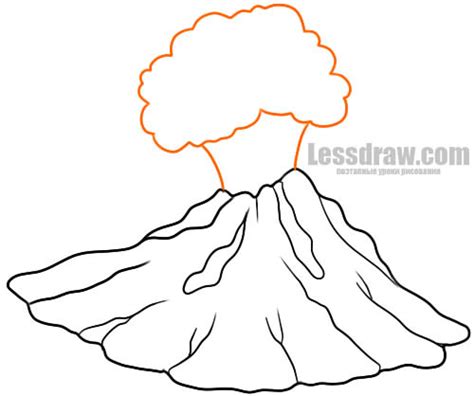 Как нарисовать вулкан поэтапно | Lessdraw
