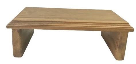 Wooden Spritual Pooja Chowki Ridged Sides Bajot (Natual Solid Wood) for ...