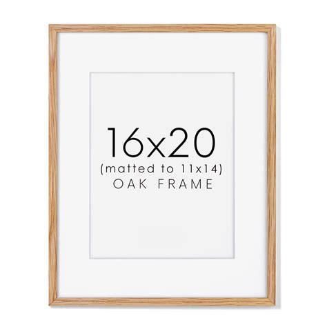 16x20 Oak Wood Picture Frame with Real Glass & Mat for Room Display ...