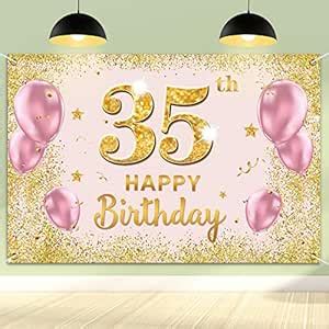 PAKBOOM Happy 35th Birthday Backdrop Banner - 35 Birthday Party ...