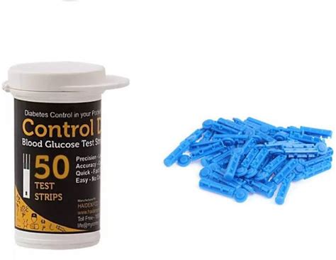 NoMed CONTROL D 50 STRIPS WITH 50 ROUND LANCET 50 Glucometer Strips ...