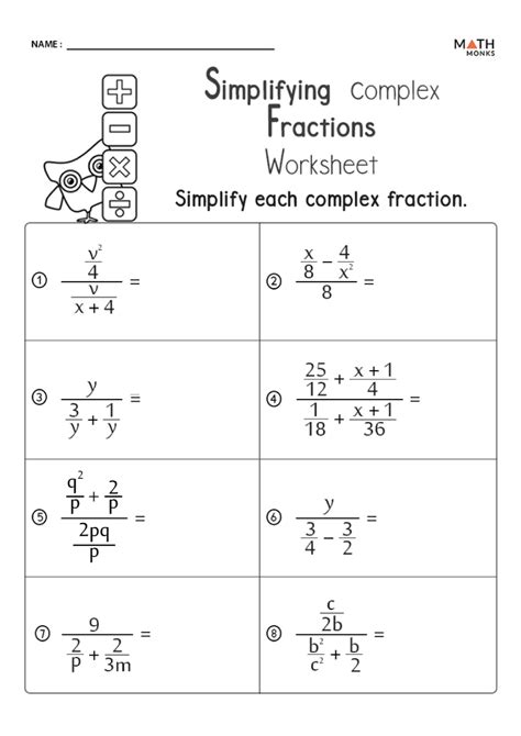 Image result for Complex Fractions Worksheet Algebra 1