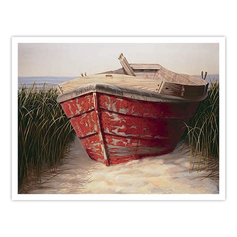 ARTWOKE Red Boat, Wall Art Print, Multicolor Paper, (18" x 13.6 ...