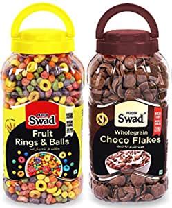 Swad Fruit Rings N Balls & Choco Flakes, Combo of 2 Jars (High Fibre ...