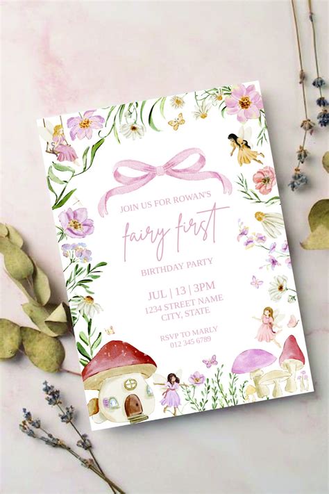 Fairy First Birthday Invitation - Etsy UK in 2025 | First birthday invitations, Birthday ...
