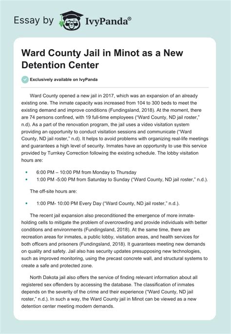 Ward County Jail in Minot as a New Detention Center - 310 Words | Essay ...