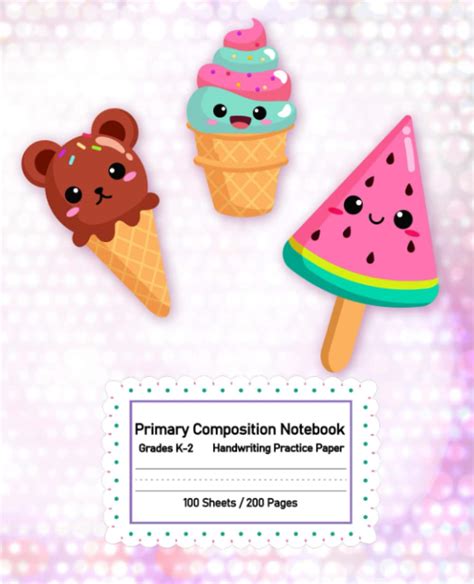 Buy Kawaii Popsicles & Ice Cream - Full Page Primary Cursive ...