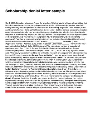 Fillable Online Scholarship denial letter sample Fax Email Print ...
