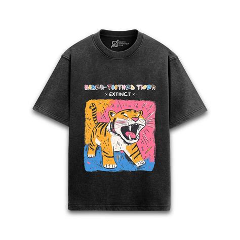 Saber-toothed Tiger Acid Wash Oversized T-Shirt #AncientArchives ...