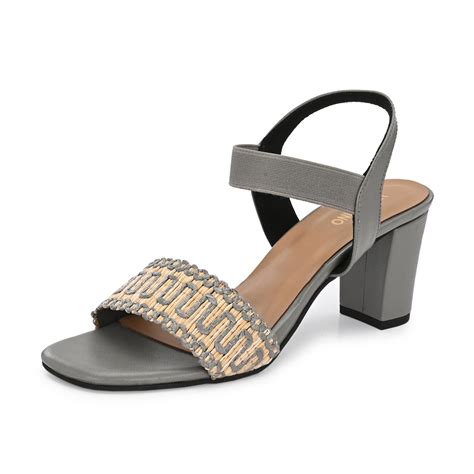 Women Grey Woven Strap Block Heel Sandals (W-SN-16-GREY) – VALENTINO