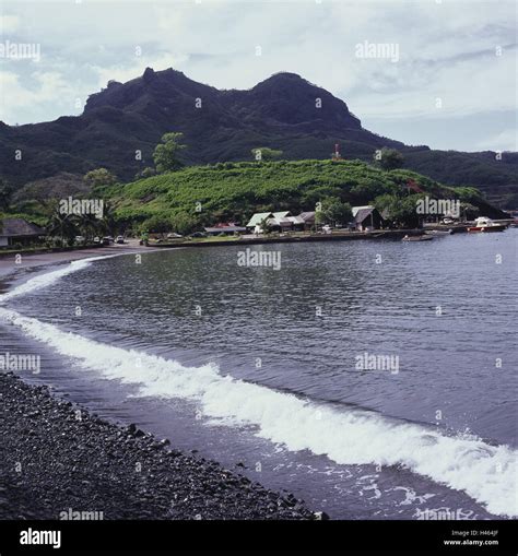 French Polynesia, Nuku Hiva, Baia Tu Taiohae, coast, coastal place ...