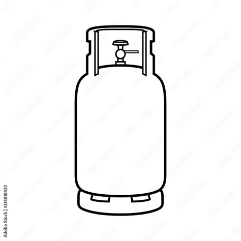 Cartoon Gas Cylinder Black Line White Background Stock Vector | Adobe Stock