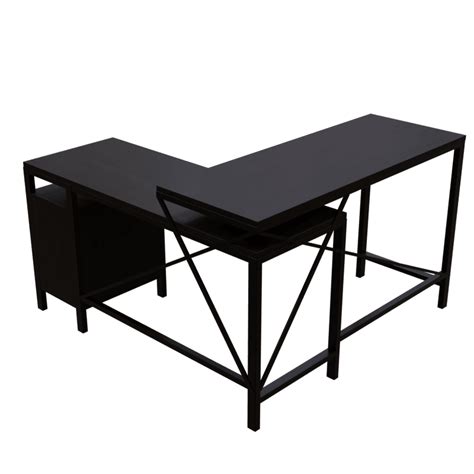 Maru L shaped Office Table with Storage Design in brown finish I ...