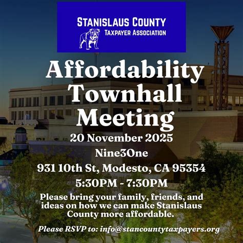 Affordability Townhall, Nine3One, Modesto, 20 November 2025 | AllEvents