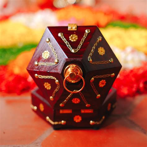 Hexagon Wooden Jewellery Box– CultureShoppe