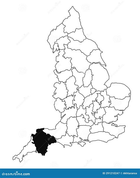 Map of Devon County in England on White Background. Single County Map ...