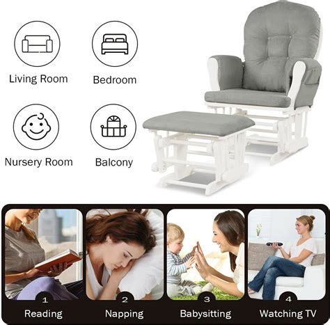 Caraya Modern Style Rocking Glider Wood Chair with Ottoman India | Ubuy