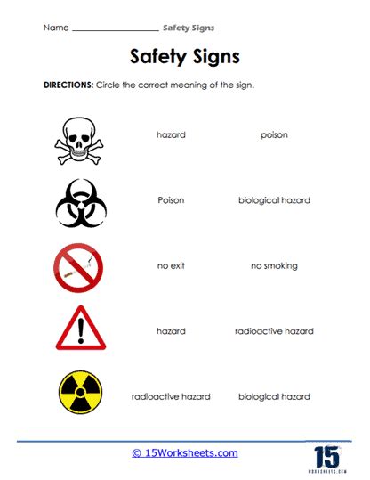Safety Signs Worksheet 的图像结果