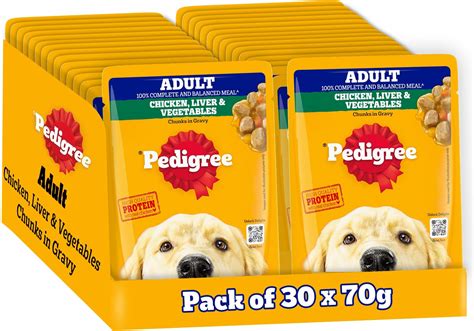 Pedigree Adult Wet Dog Food, Roasted Lamb Flavour Chunks in Gravy, 70 g ...
