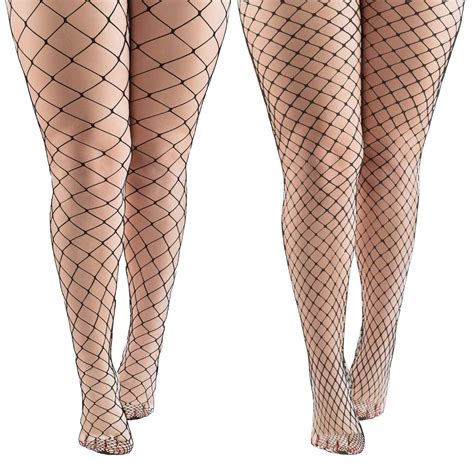 Buy 4 Pairs Black Fishnets Tights Plus Size Sexy Fishnet Pantyhose ...