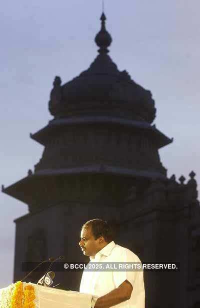 Chief minister H D Kumaraswamy makes a speech during the Basava ...