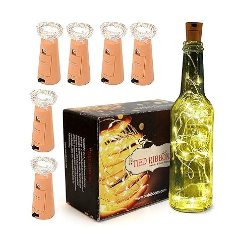 Buy TIED RIBBONS Pack of 6 Wine Bottle Cork Copper Wire String Lights ...