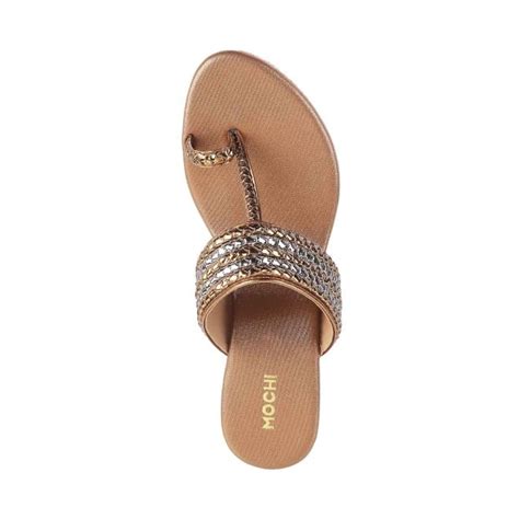 Buy Mochi Women Antique-Gold Ethnic Slip Ons Online | SKU: 34-9908-28 ...