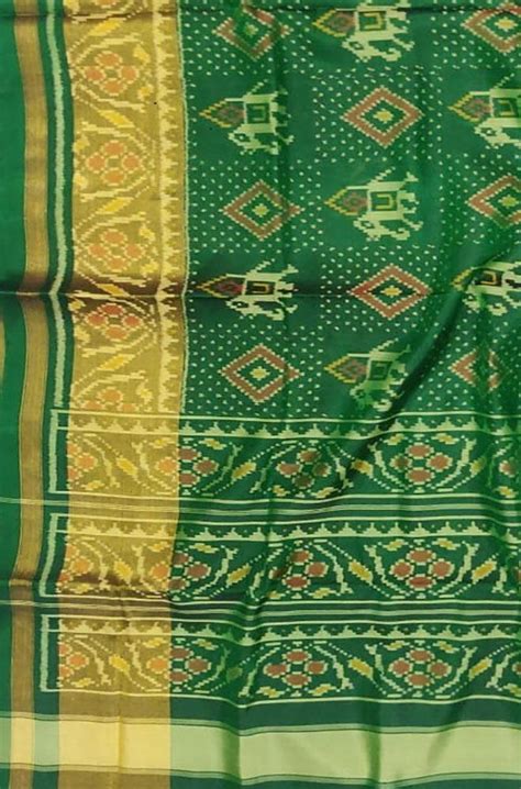 PS1P3AM221111802 Green Handloom Single Ikat Patola Pure Silk Saree