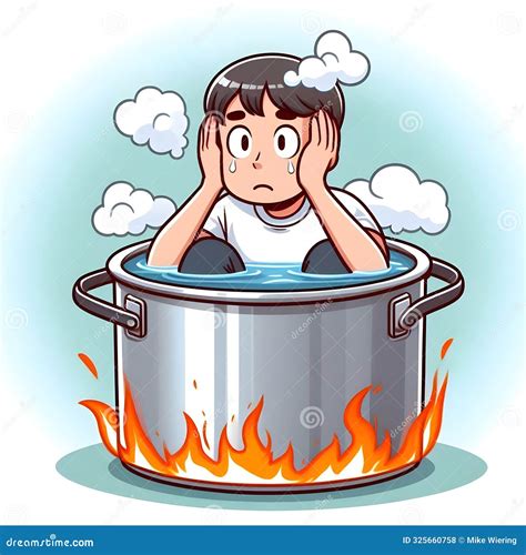 Concept "in Hot Water", Literal Depiction Stock Illustration ...