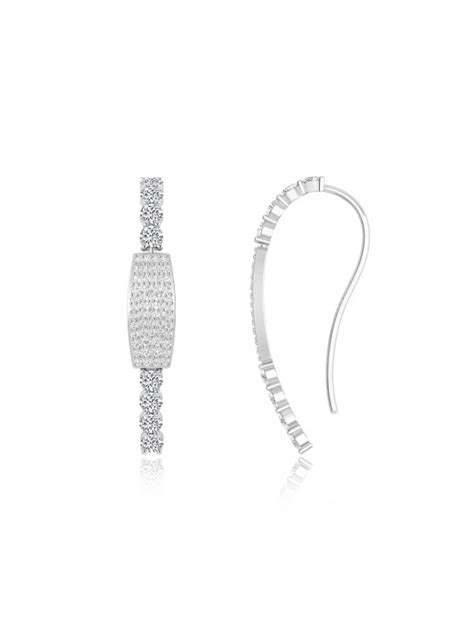 Silgo 925 Sterling Silver Rhodium Plated Cubic Zirconia Hook Wire Earrings
