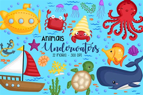 Underwater Animal Clipart Graphic by Inkley Studio · Creative Fabrica
