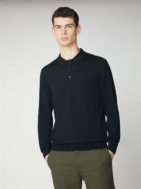 Black Long Sleeve Knitted Polo Jumper | Ben Sherman | Est 1963