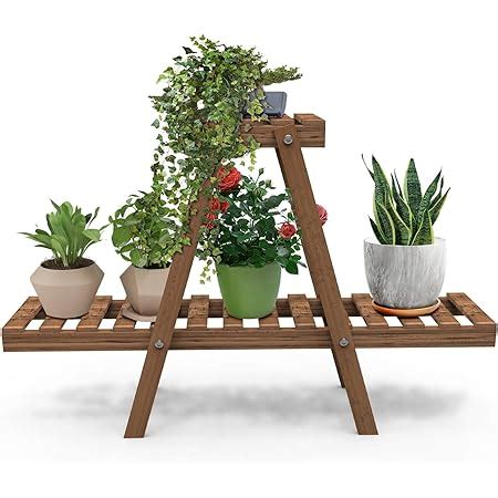 DECORVAIZ Vintage Wooden Multipurpose Folding Rack/Plant Stand with 3 ...