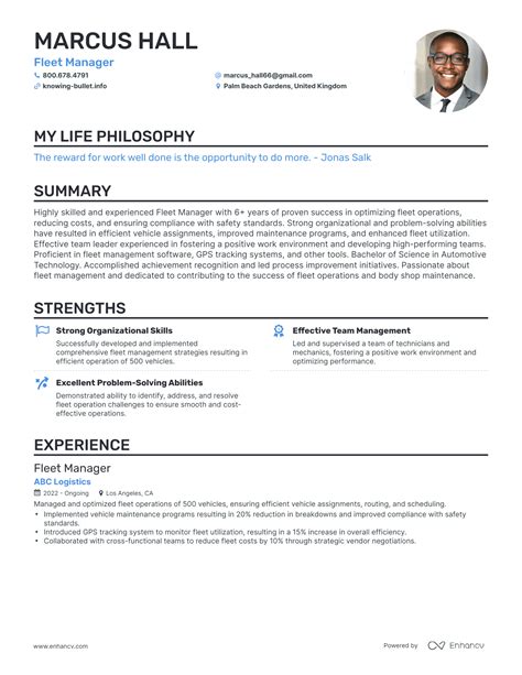 3 Successful Fleet Manager Resume Examples And Writing Tips for 2024