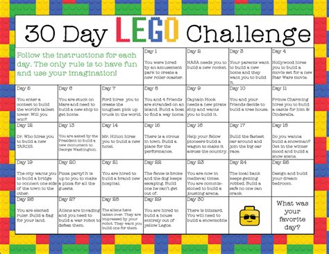 Free Printable 30-Day LEGO Challenge (instant download!) | Free ...