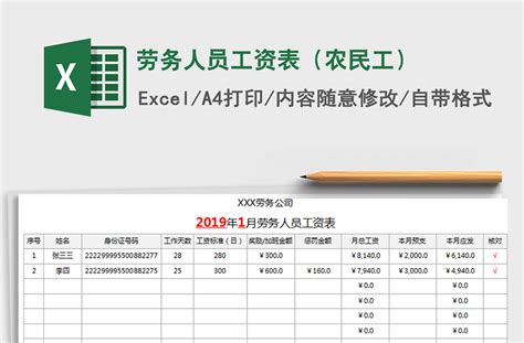 2021年劳务人员工资表（农民工）-Excel表格-工图网