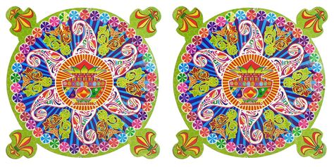 Buy DollsofIndia Set of Two Colorful Sticker Rangoli Kalash Print on ...