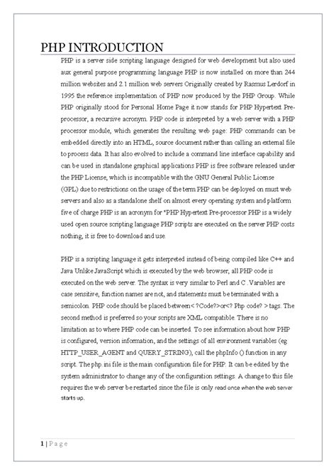 PHP - to learn - PHP INTRODUCTION PHP is a server side scripting ...